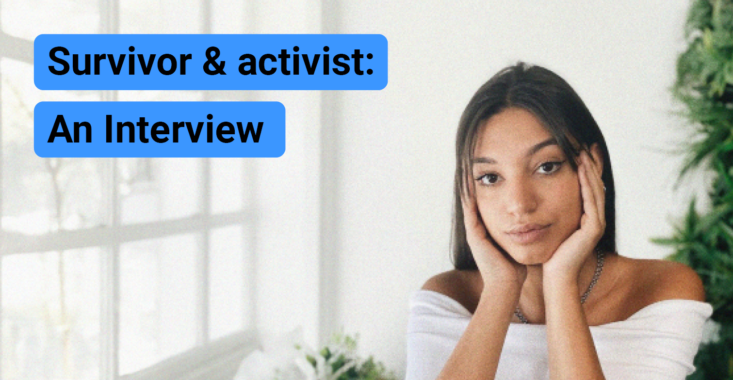 Portraitfoto von Inês Marinho dazu der Text Survivor & Aktivist: An Interview